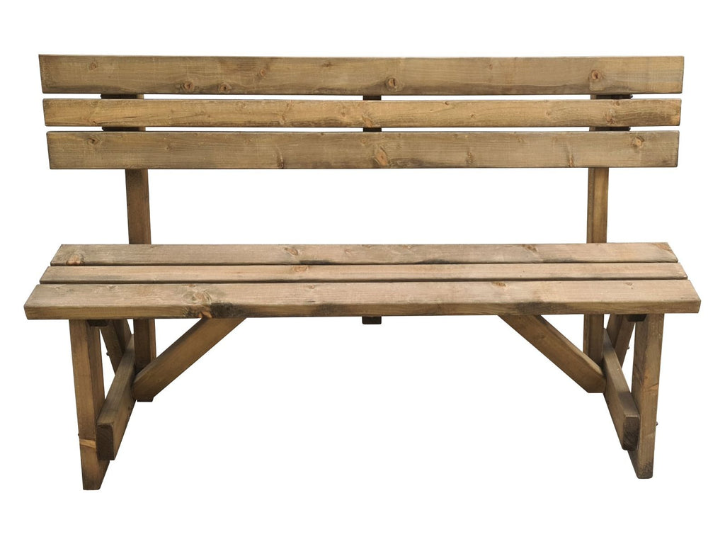 Victoria Garden Bench with Backrest — Rustic Finish