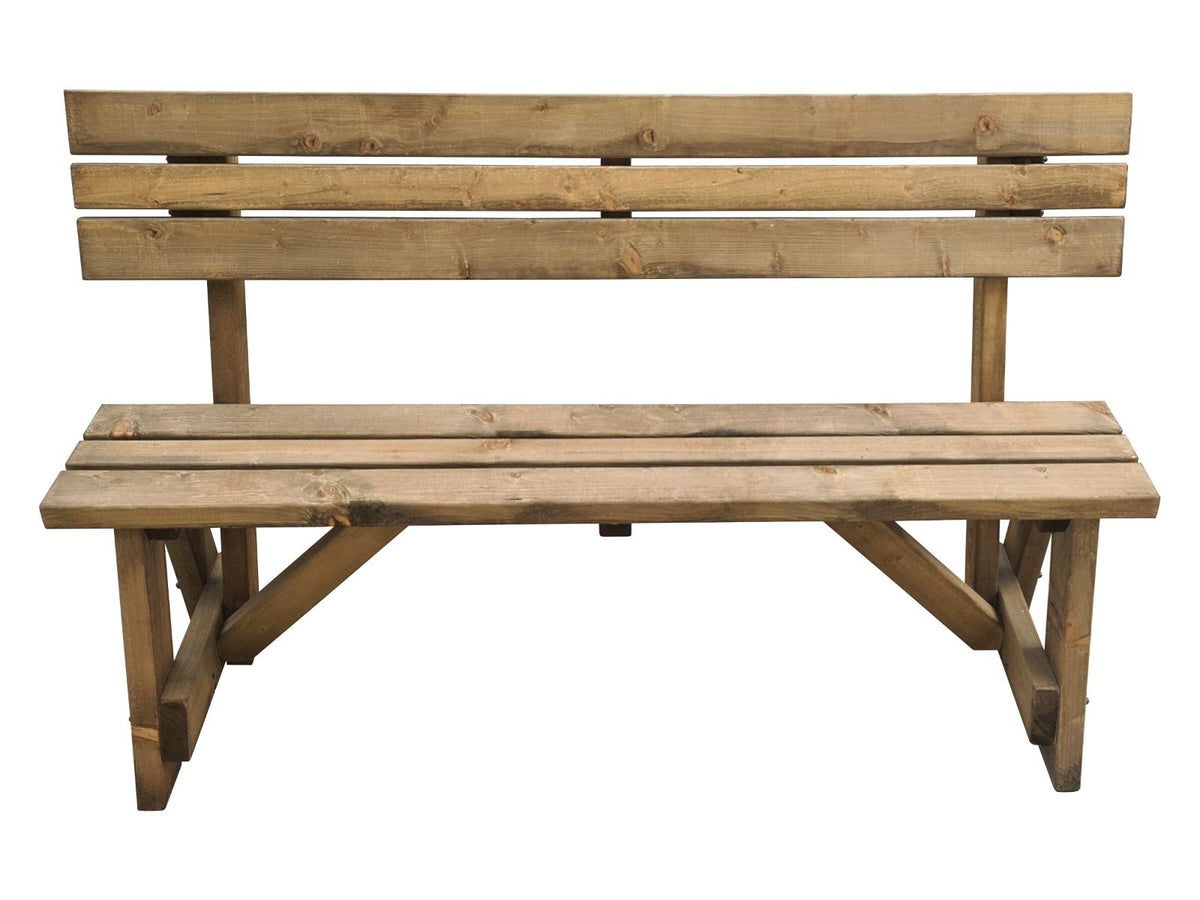 Victoria Garden Bench with Backrest — Rustic Finish