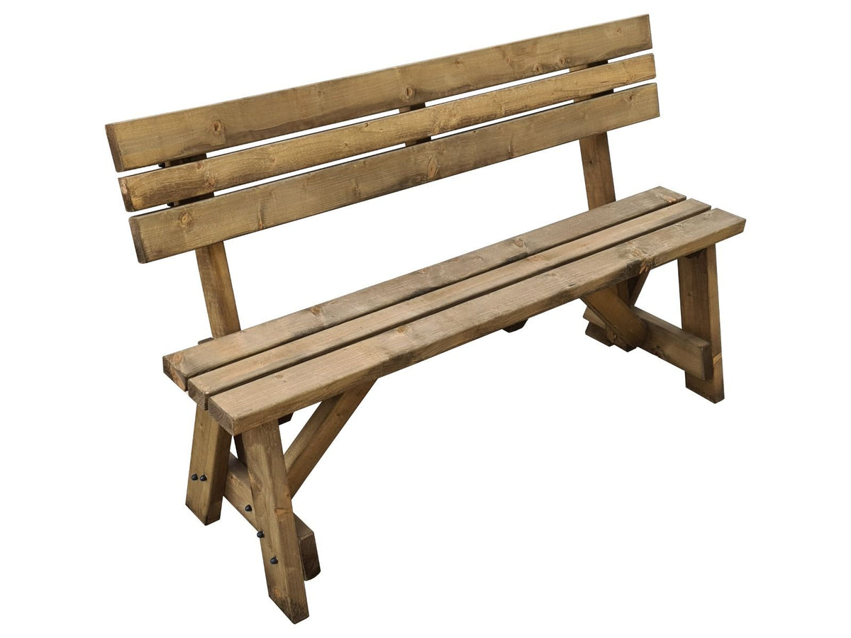 Victoria Garden Bench with Backrest — Rustic Finish