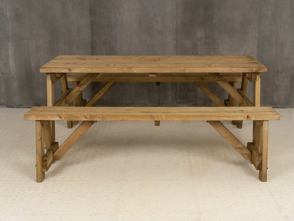 Victoria Picnic Table and Benches Set - Rustic Finish