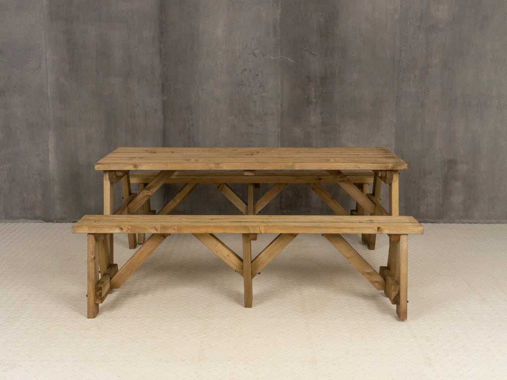Victoria Picnic Table and Benches Set - Rustic Finish