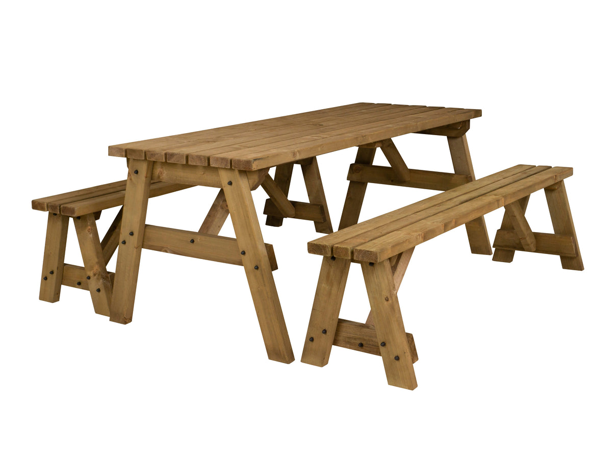 Victoria Picnic Table and Benches Set - Rustic Finish