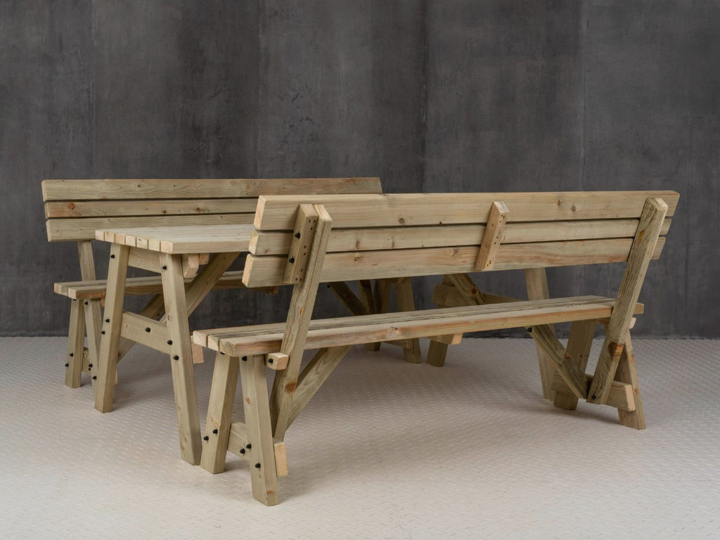 Victoria Picnic Table and Benches Set With Backrest
