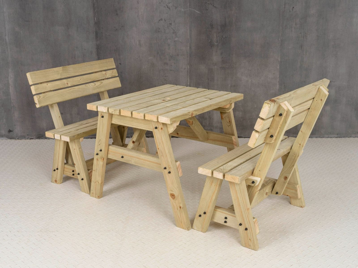 Victoria Picnic Table and Benches Set With Backrest