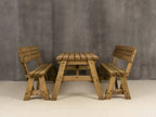 Victoria Picnic Table & Benches Set with Backrest — Rustic Finish