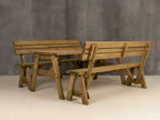 Victoria Picnic Table & Benches Set with Backrest — Rustic Finish