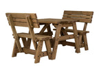 Victoria Picnic Table & Benches Set with Backrest — Rustic Finish