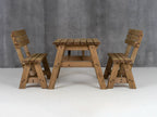 Victoria Picnic Table & Benches Set with Backrest — Rustic Finish
