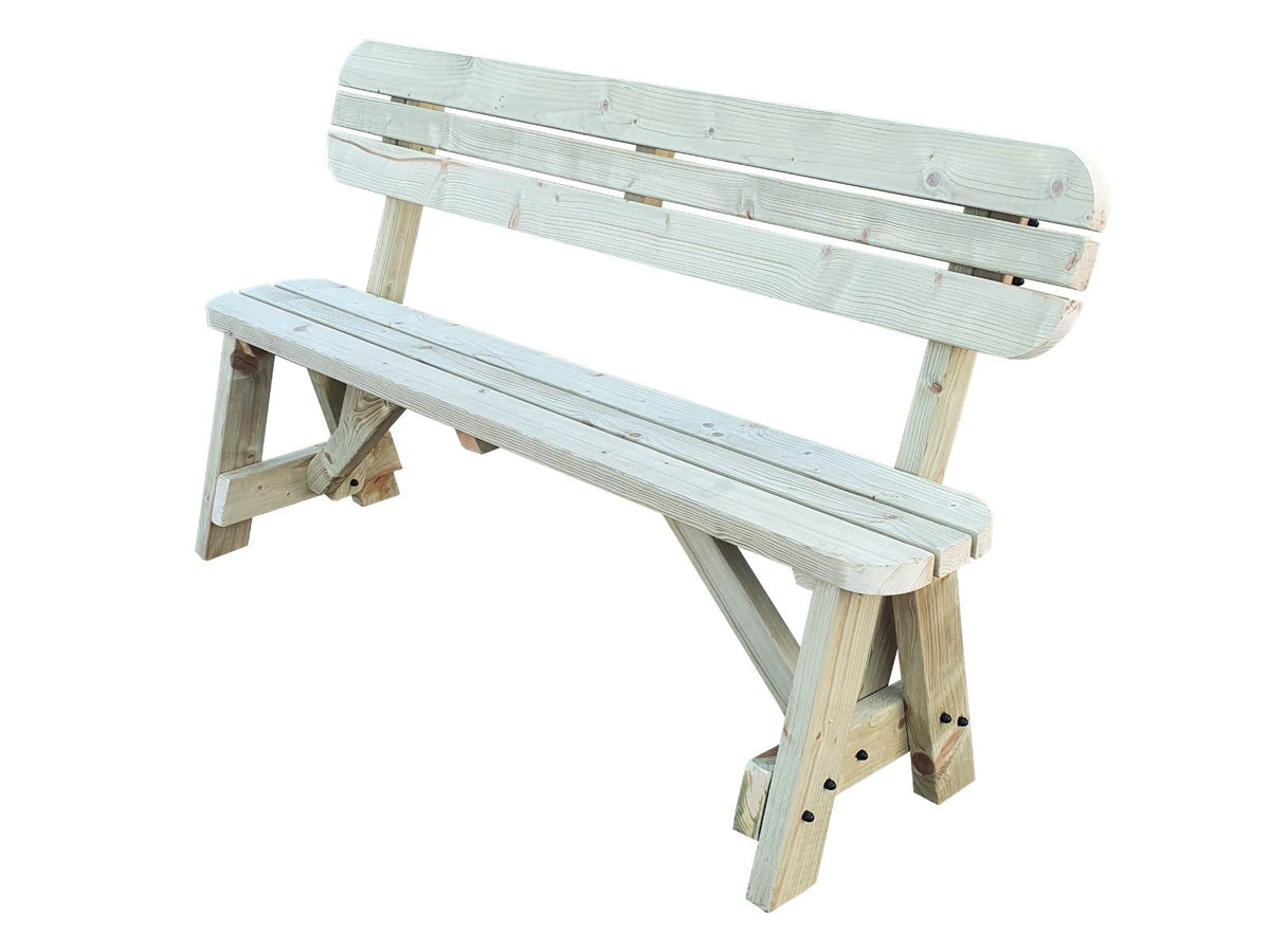 Victoria Rounded Garden Fence Bench with Backrest