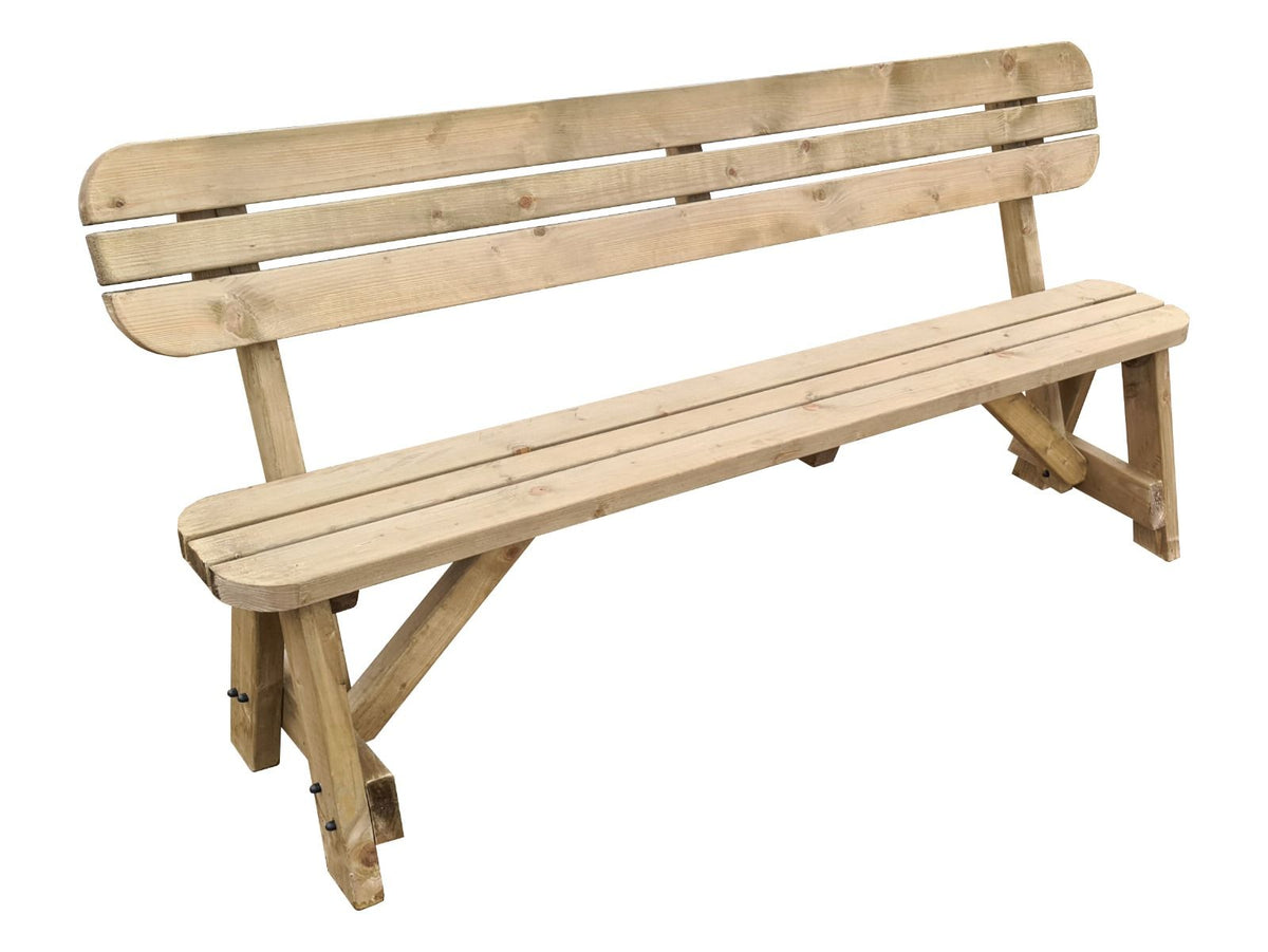 Victoria Rounded Garden Fence Bench with Backrest - Rustic Finish