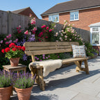 Victoria Rounded Garden Fence Bench with Backrest - Rustic Finish