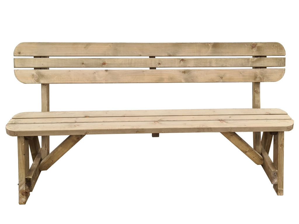Victoria Rounded Garden Fence Bench with Backrest - Rustic Finish
