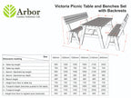 Victoria Rounded Picnic Table & Benches Set with Backrest