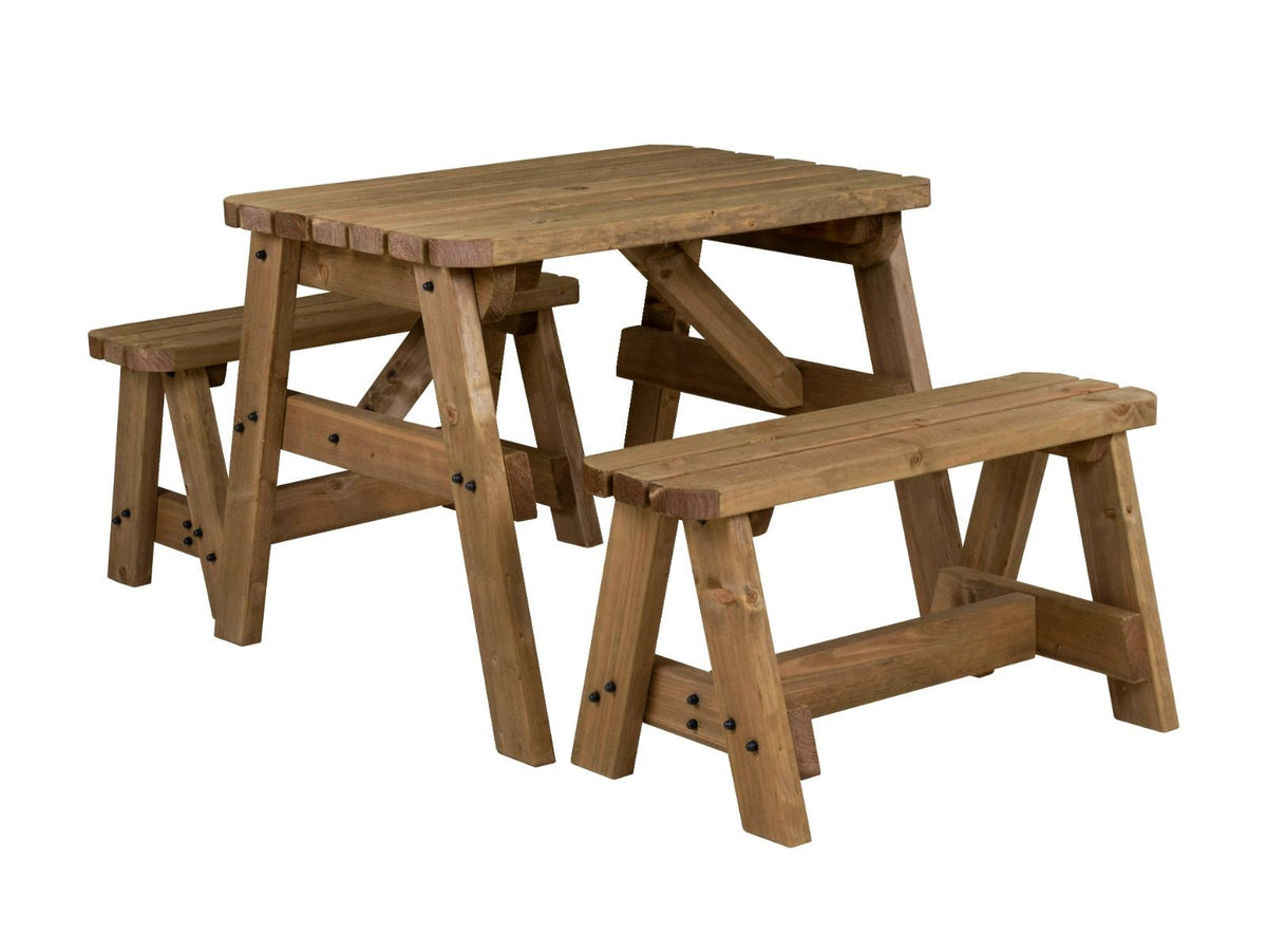 Victoria Rounded Picnic Table & Benches Set — Rustic Finish