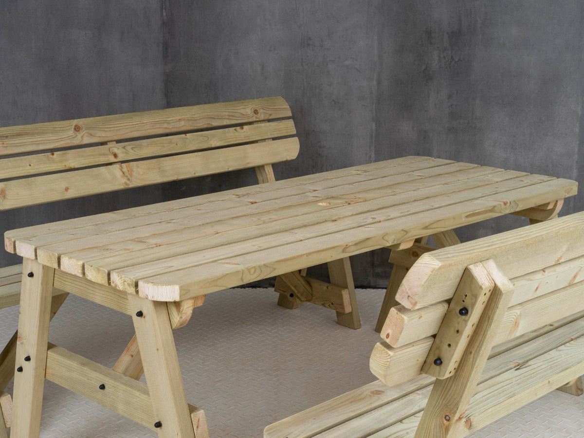 Victoria Rounded Picnic Table & Benches Set with Backrest
