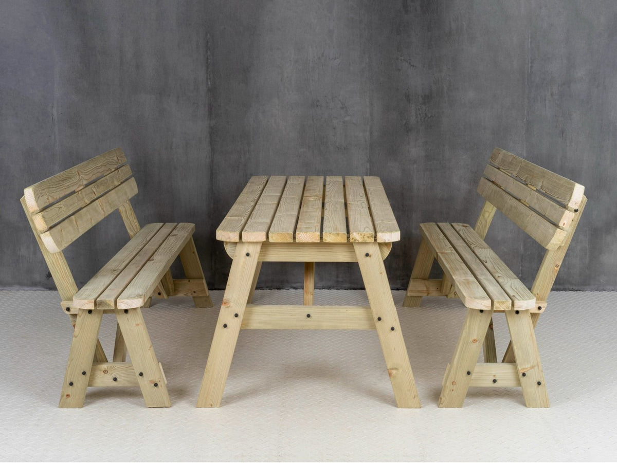 Victoria Rounded Picnic Table & Benches Set with Backrest