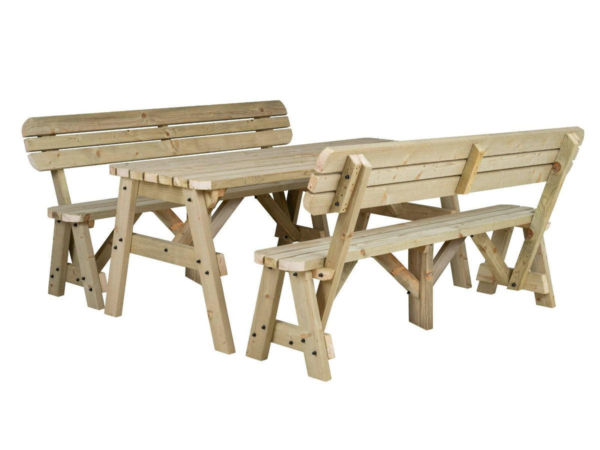 Victoria Rounded Picnic Table & Benches Set with Backrest