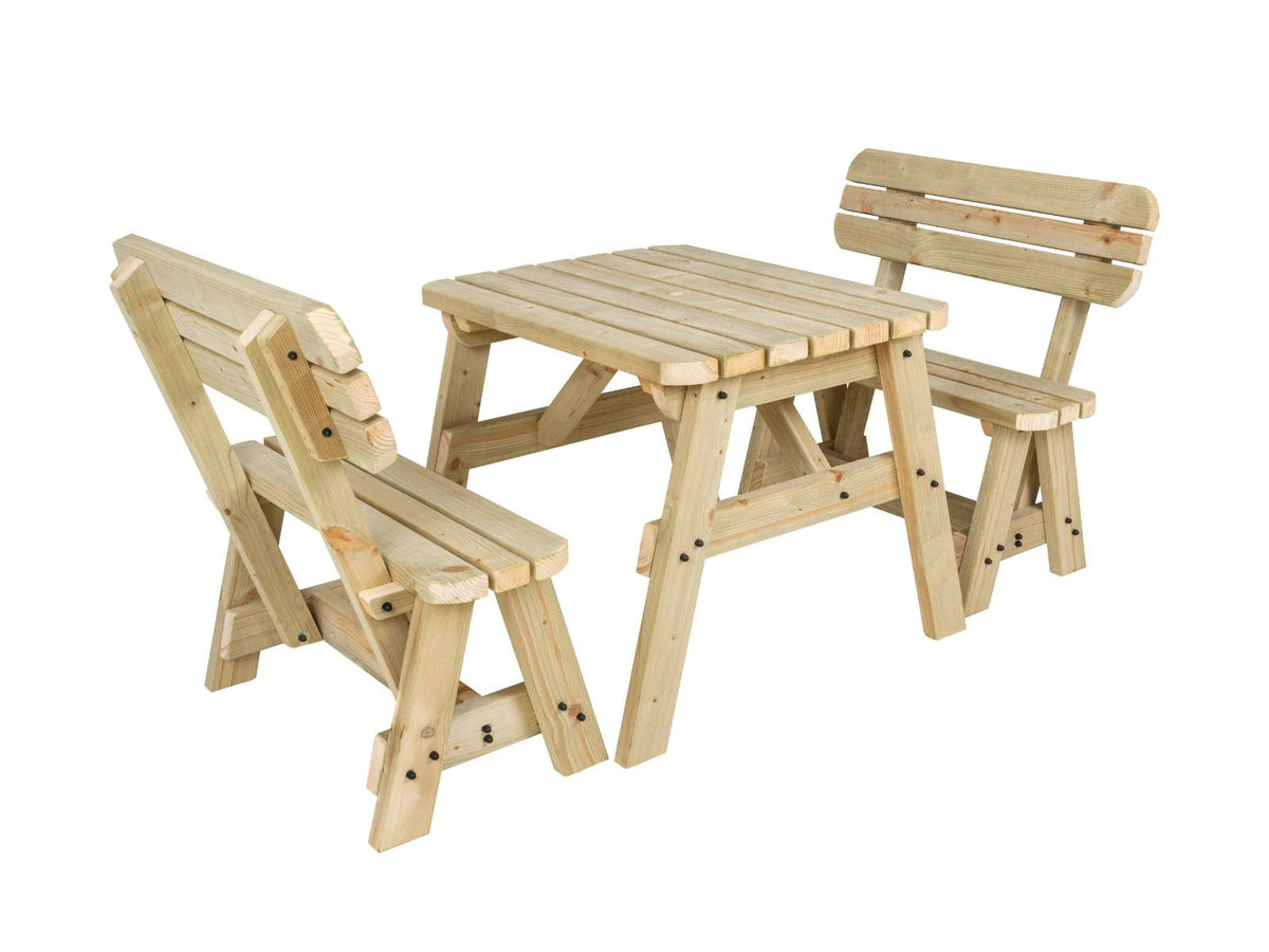 Victoria Rounded Picnic Table & Benches Set with Backrest