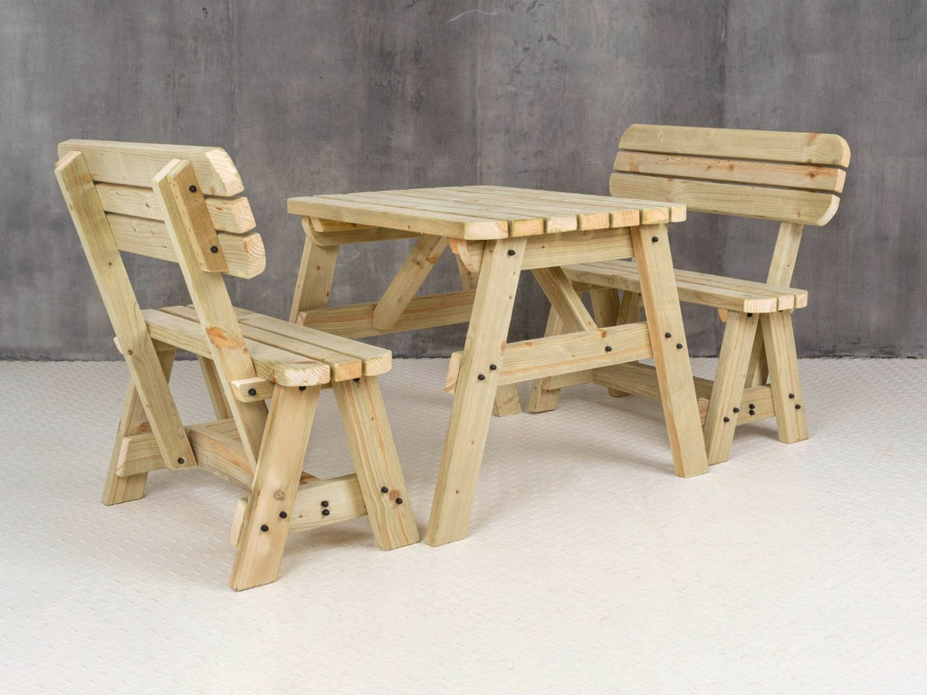 Victoria Rounded Picnic Table & Benches Set with Backrest