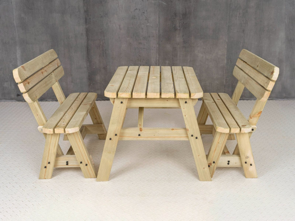 Victoria Rounded Picnic Table & Benches Set with Backrest