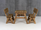Victoria Rounded Picnic Table & Benches Set with Backrest — Rustic Finish