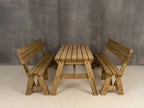 Victoria Rounded Picnic Table & Benches Set with Backrest — Rustic Finish