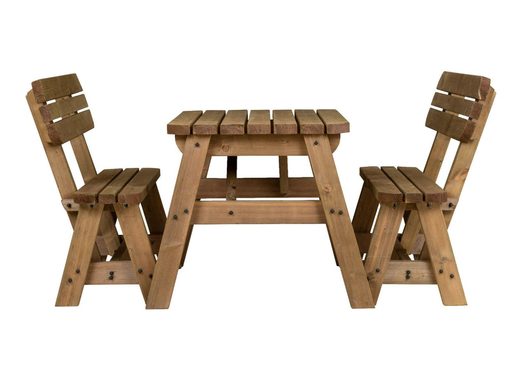 Victoria Rounded Picnic Table & Benches Set with Backrest — Rustic Finish