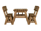 Victoria Rounded Picnic Table & Benches Set with Backrest — Rustic Finish