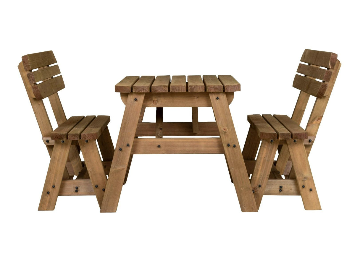 Victoria Rounded Picnic Table & Benches Set with Backrest — Rustic Finish