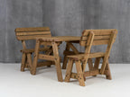Victoria Rounded Picnic Table & Benches Set with Backrest — Rustic Finish