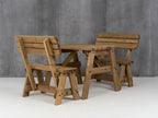 Victoria Rounded Picnic Table & Benches Set with Backrest — Rustic Finish