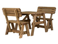 Victoria Rounded Picnic Table & Benches Set with Backrest — Rustic Finish