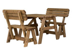 Victoria Rounded Picnic Table & Benches Set with Backrest — Rustic Finish