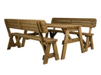 Victoria Rounded Picnic Table & Benches Set with Backrest — Rustic Finish