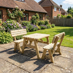 Victoria Rounded Picnic Table & Benches Set with Backrest