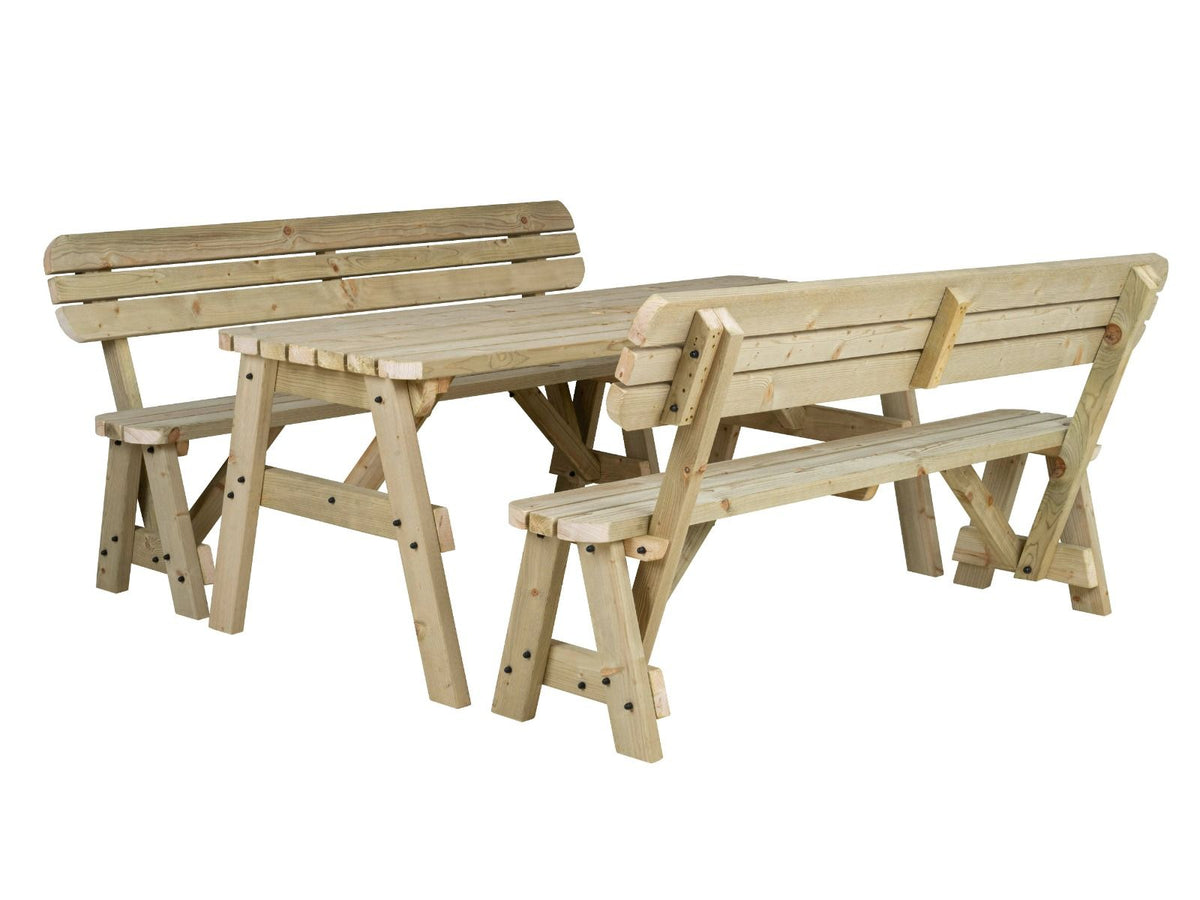 Victoria Rounded Picnic Table & Benches Set with Backrest