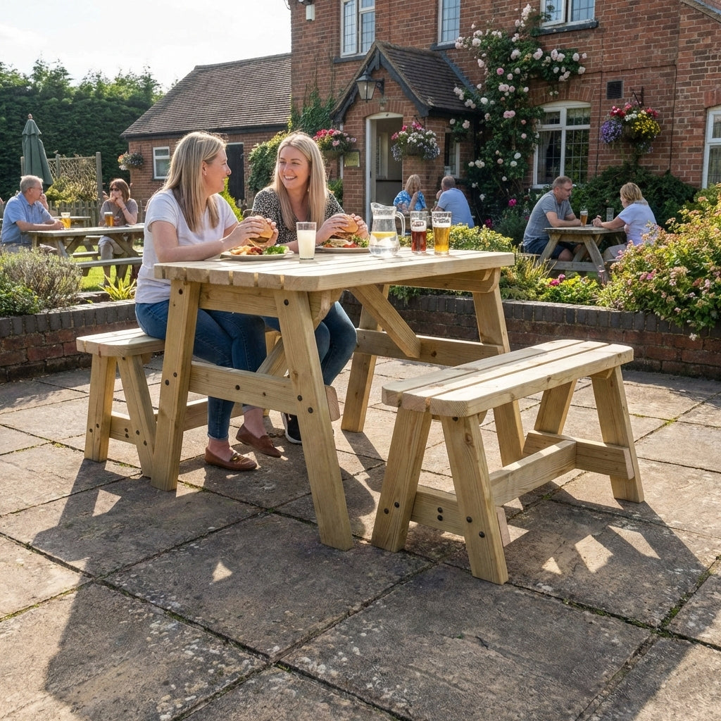 Victoria Rounded Picnic Table & Benches Set