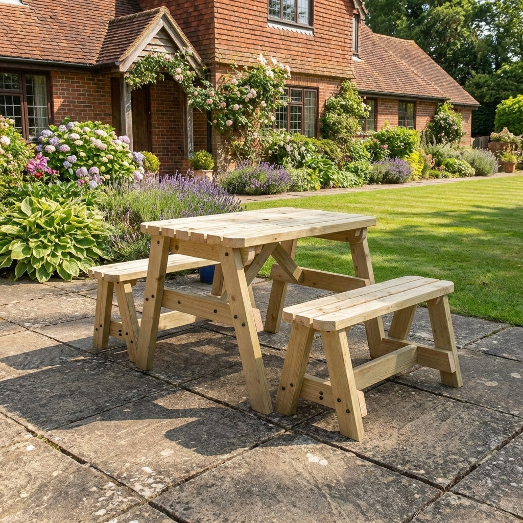 Victoria Rounded Picnic Table & Benches Set