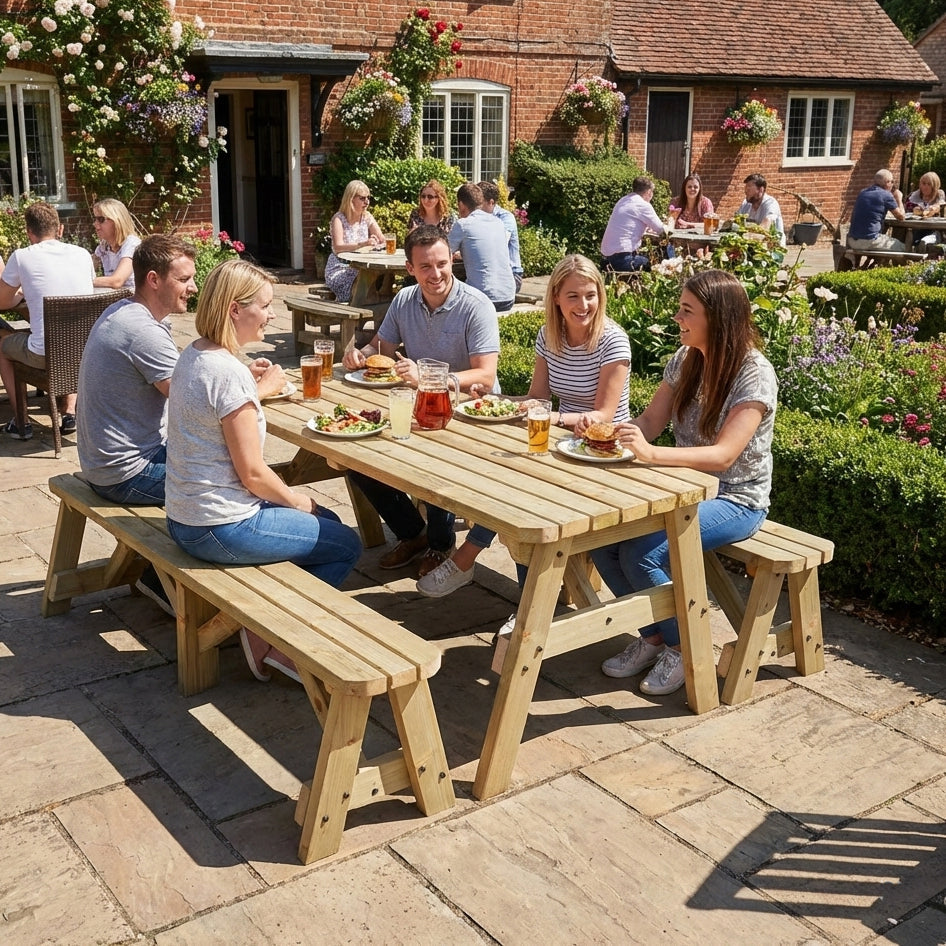 Victoria Rounded Picnic Table & Benches Set