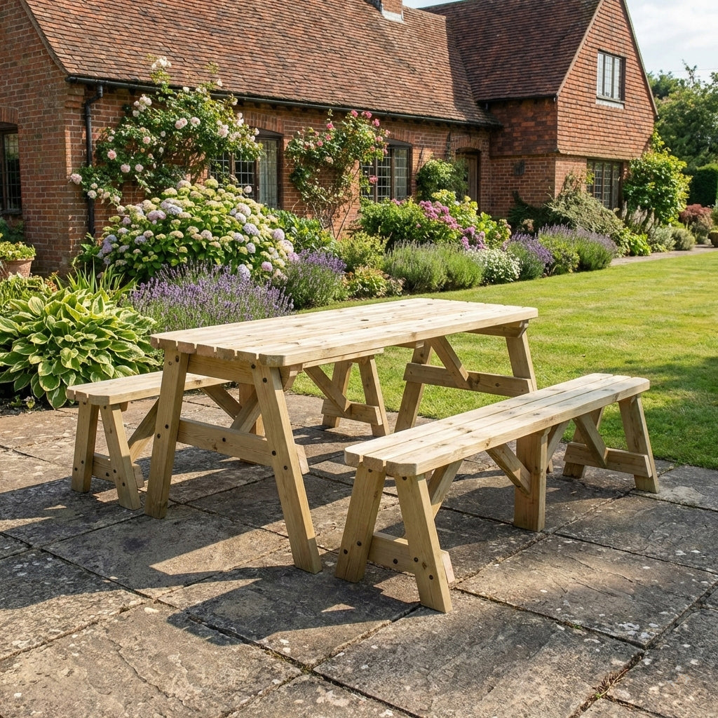Victoria Rounded Picnic Table & Benches Set