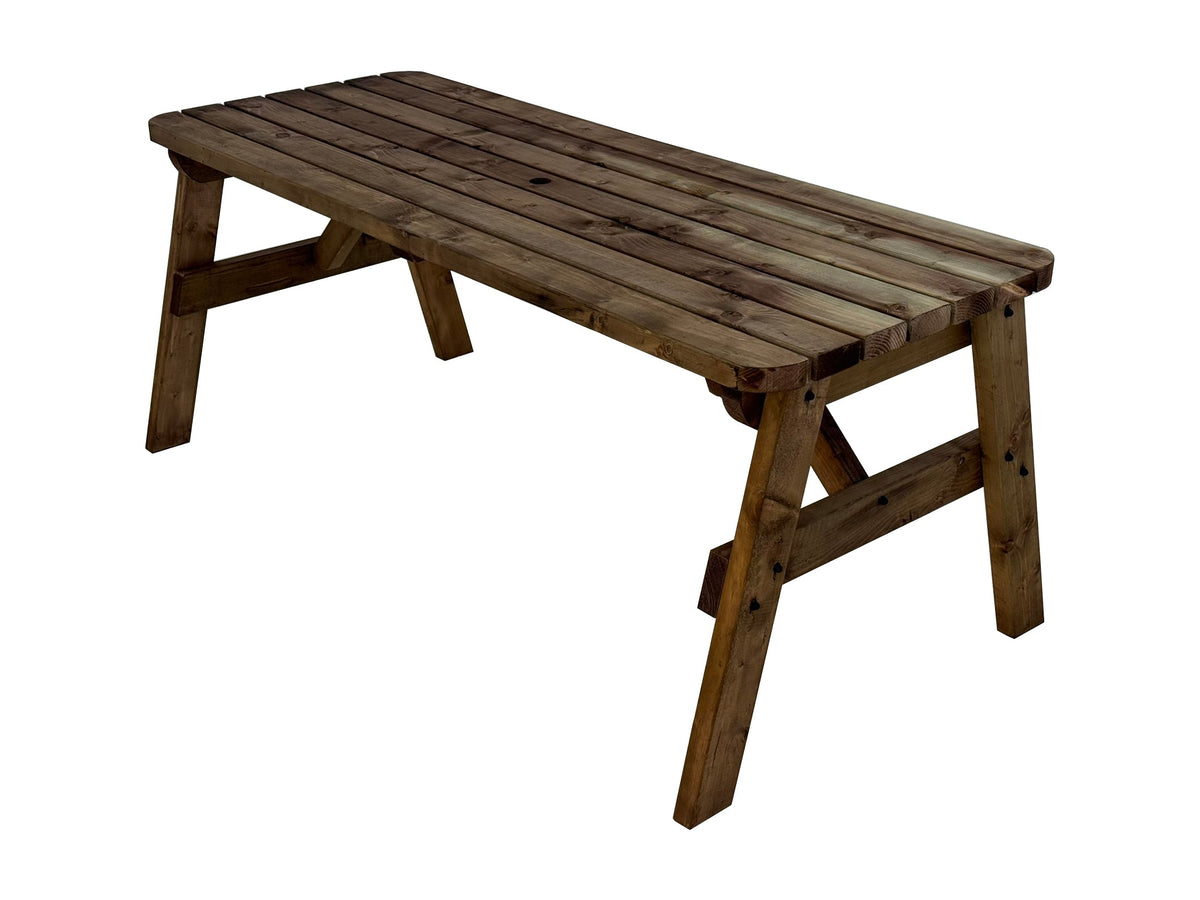 Victoria Rounded Wooden Garden Table — Rustic Finish
