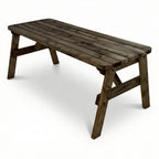 Victoria Rounded Wooden Garden Table — Rustic Finish