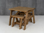 Victoria Space-Saving Picnic Table & Benches Set — Rustic Finish