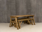 Victoria Space-Saving Picnic Table & Benches Set — Rustic Finish