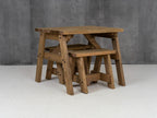 Victoria Space-Saving Picnic Table & Benches Set — Rustic Finish