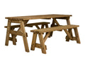 Victoria Space-Saving Picnic Table & Benches Set — Rustic Finish
