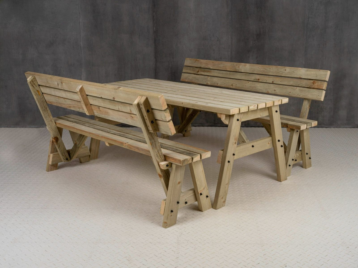 Victoria Space-Saving Picnic Table & Benches with Backrest
