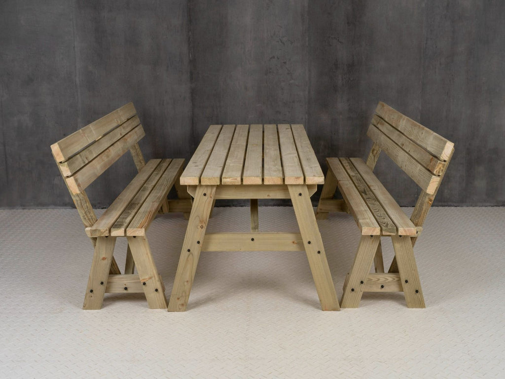Victoria Space-Saving Picnic Table & Benches with Backrest