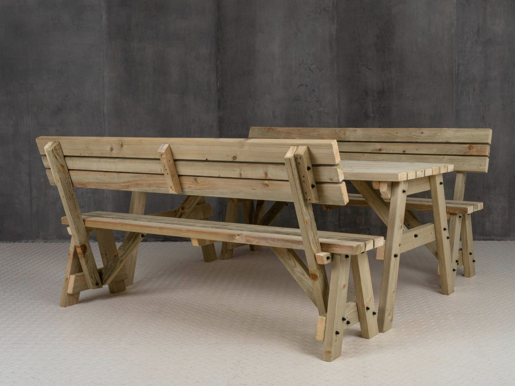 Victoria Space-Saving Picnic Table & Benches with Backrest