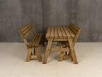 Victoria Space-Saving Picnic Table & Benches Set with Backrest — Rustic Finish